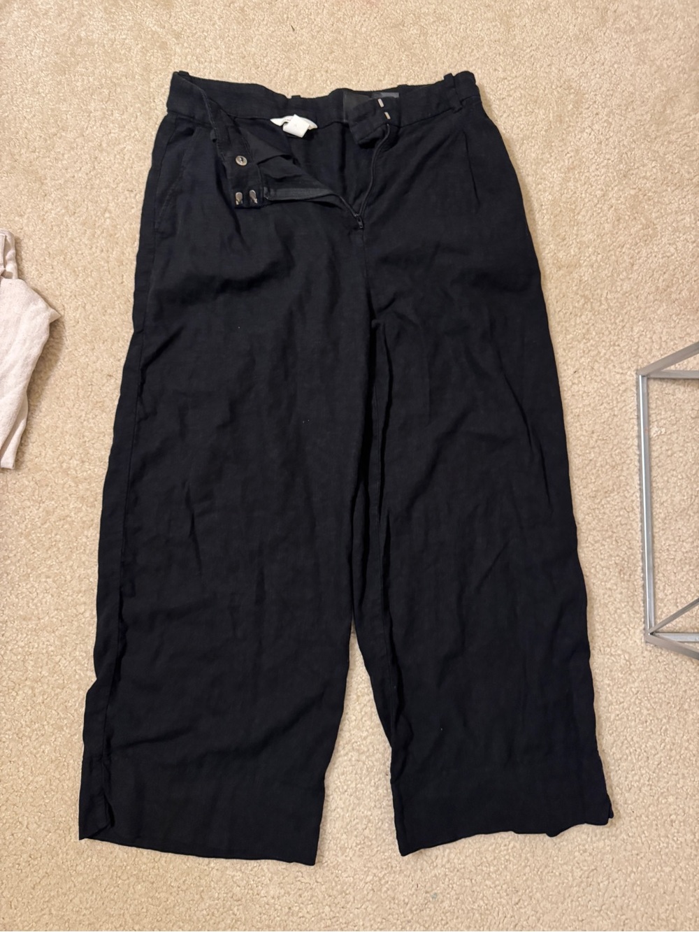 linen pants black hm